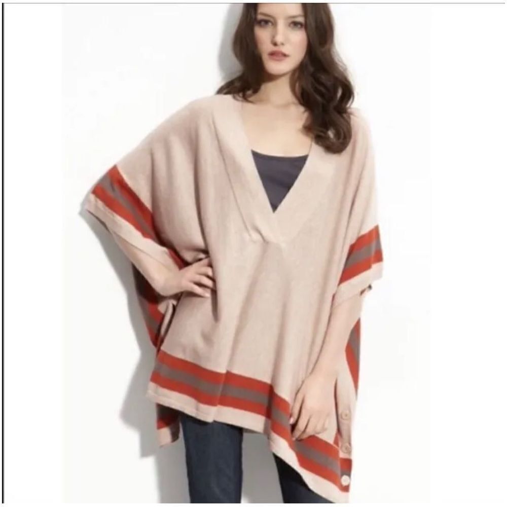 Hinge Oversized Poncho v-neck sweater cotton blend size S